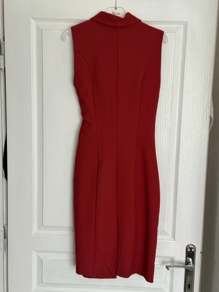 Kiremit renkli zara anvelop elbise - Görsel 3