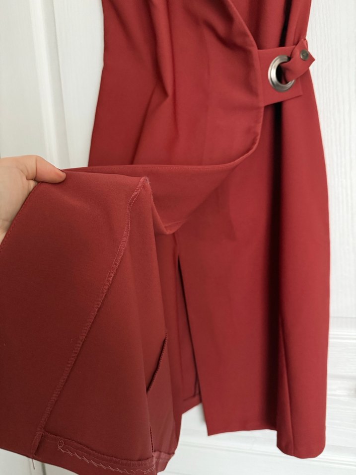 Kiremit renkli zara anvelop elbise - Görsel 5