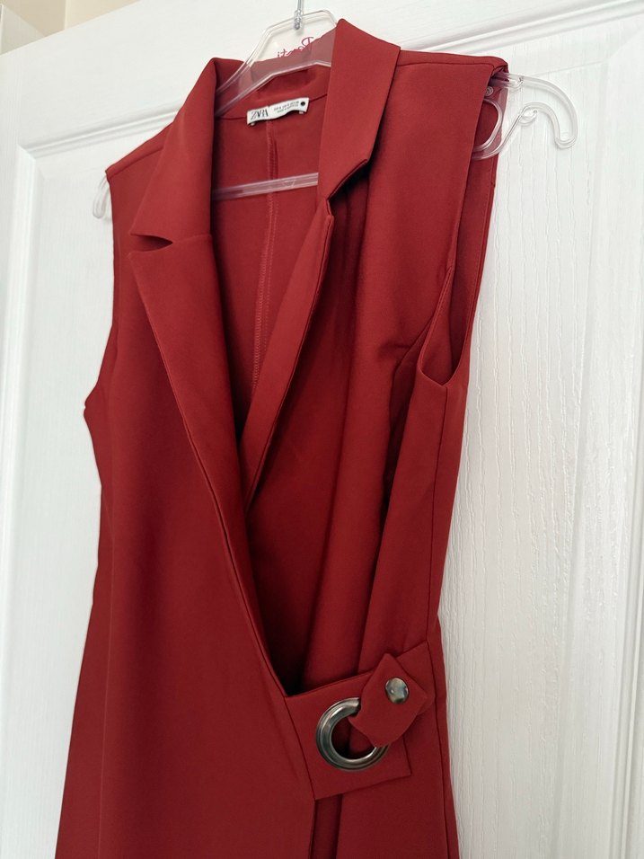 Kiremit renkli zara anvelop elbise - Görsel 2