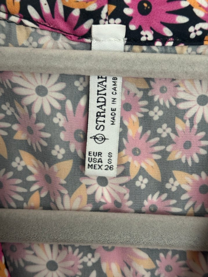 Pembe Çiçek Desenli Bağlamalı Bluz - Görsel 4