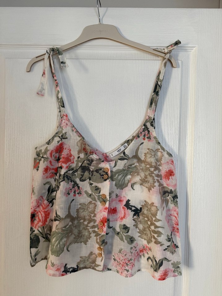 Mango Çiçek Desenli Bağcıklı Bluz - Görsel 2