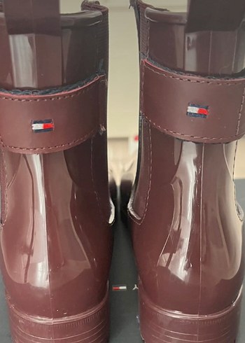 38 Beden bordo Renk Tokalı Bordo Kadın Tommy yağmur botu