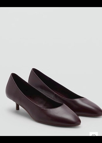 Mango Bordo Deri Stiletto Kadın Ofis Ayakkabısı