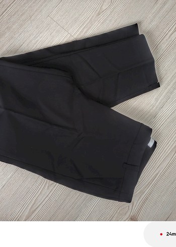 38 Beden Kadın Siyah Kumaş Pantolon, Kemerli, Midi Boy