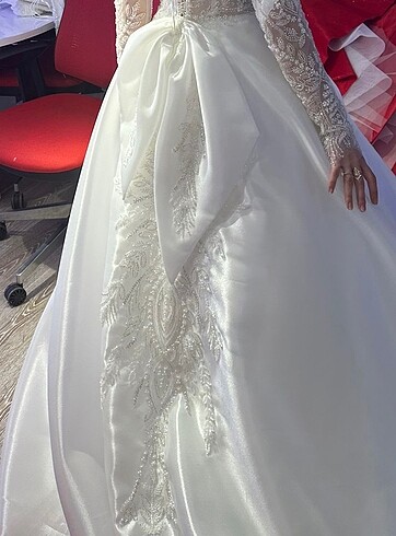 Diğer A kesin Gelinlik Kurdeleli Taşlı Saten