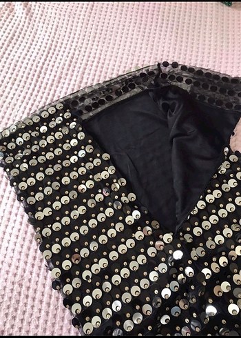 Pul İşlemeli Siyah Uzun Kalem Elbise - Görsel 2