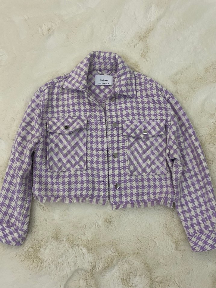 Düğmeli Mor Mini Uzun Kollu Gömlek - Görsel 2