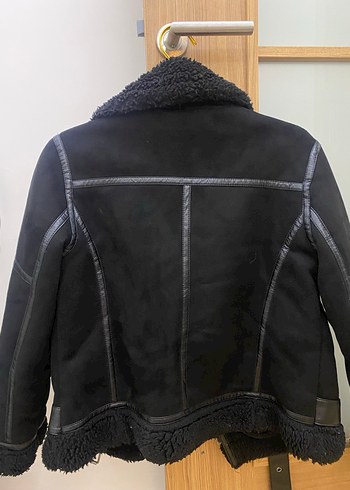 Siyah Süet Kürklü Biker Ceket - Görsel 3