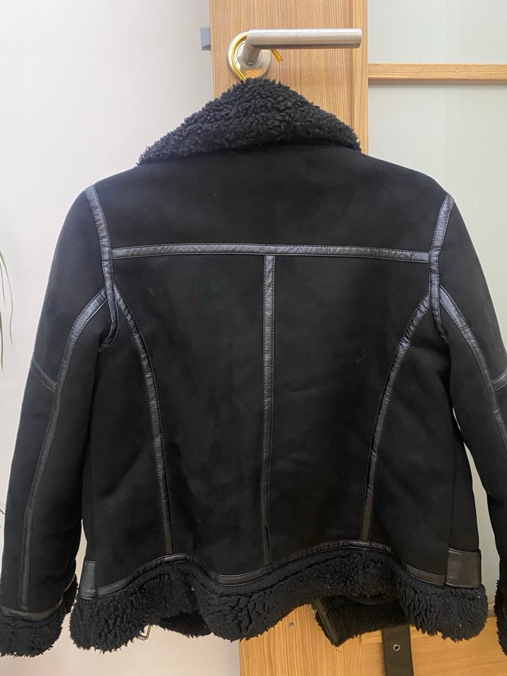 Siyah Süet Kürklü Biker Ceket - Görsel 3