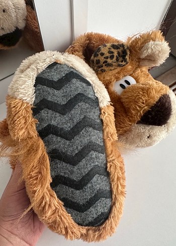 Kahverengi Leopar Desenli Peluş Erkek Ev Terliği - Görsel 5