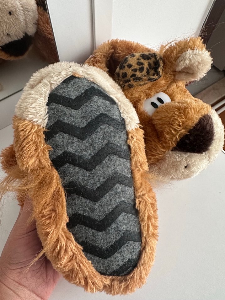 Kahverengi Leopar Desenli Peluş Erkek Ev Terliği - Görsel 5