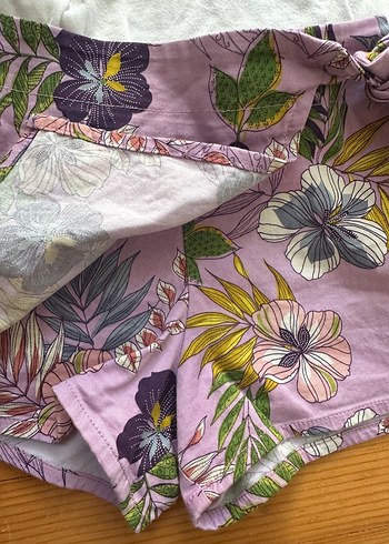 Mor Çiçekli Drapeli Bebek Kız Takımı - Görsel 3