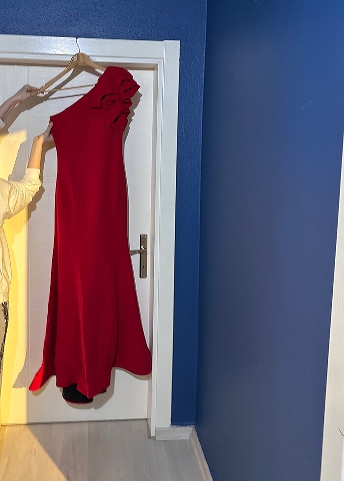 Kırmızı drapeli elbise - Görsel 4