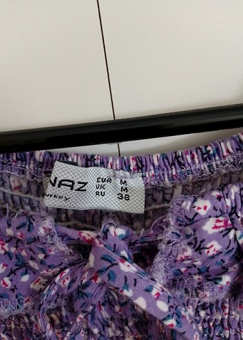 m Beden Bohem Stil Mor Fırfırlı Elbise