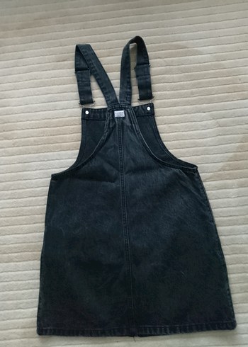 Kadın Siyah Denim Askılı Midi Salopet - Görsel 7