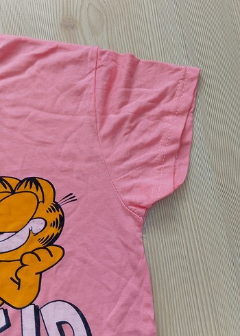 Pembe Garfield Baskılı Kız Tişörtü - Görsel 5