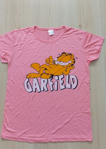 Pembe Garfield Baskılı Kız Tişörtü - Görsel 2