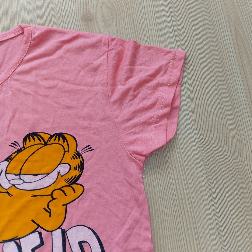 Pembe Garfield Baskılı Kız Tişörtü - Görsel 5