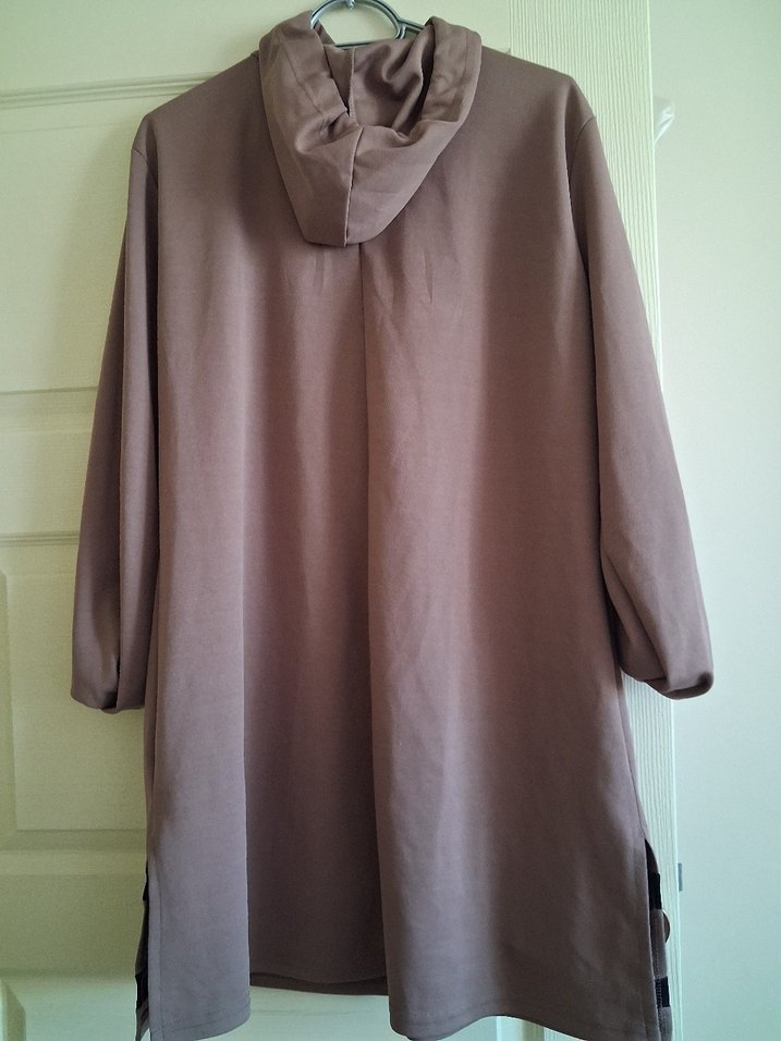 Bej Süet Kapüşonlu tunik - Görsel 2