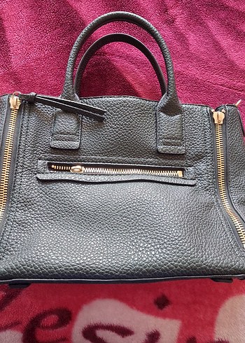 Siyah Deri Fermuarlı Kadın Çantası - Görsel 3