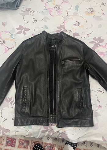 Erkek Siyah Deri Biker Ceket