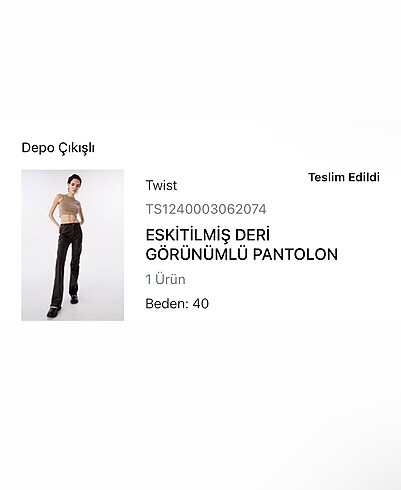 Twist Twist Eskitilmiş Deri Görünümlü Pantolon