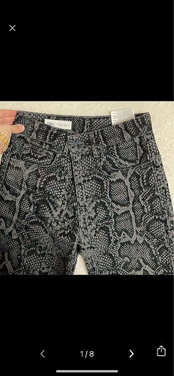 Desenli Flok Baskılı orta bel jean Zara