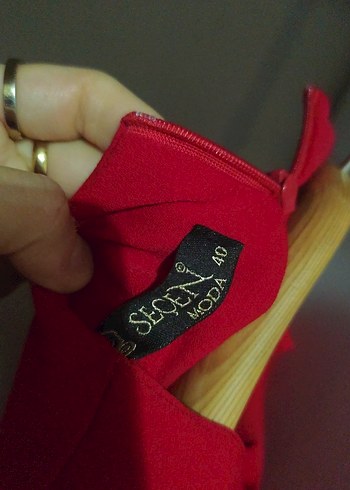 Kırmızı Drapeli Uzun Kollu Kadın Elbise - Görsel 2