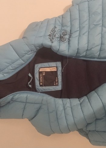 Erkek Çocuk mavi Kapüşonlu Fermuarlı Yelek - Görsel 2