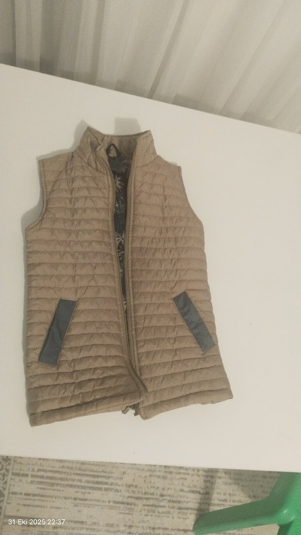 Bej Fermuarlı çocuk yelek - Görsel 3