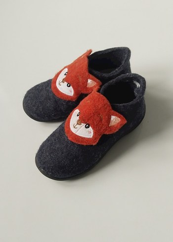 igor Gri Çocuk Kürklü Yün Ev Terliği - Görsel 7