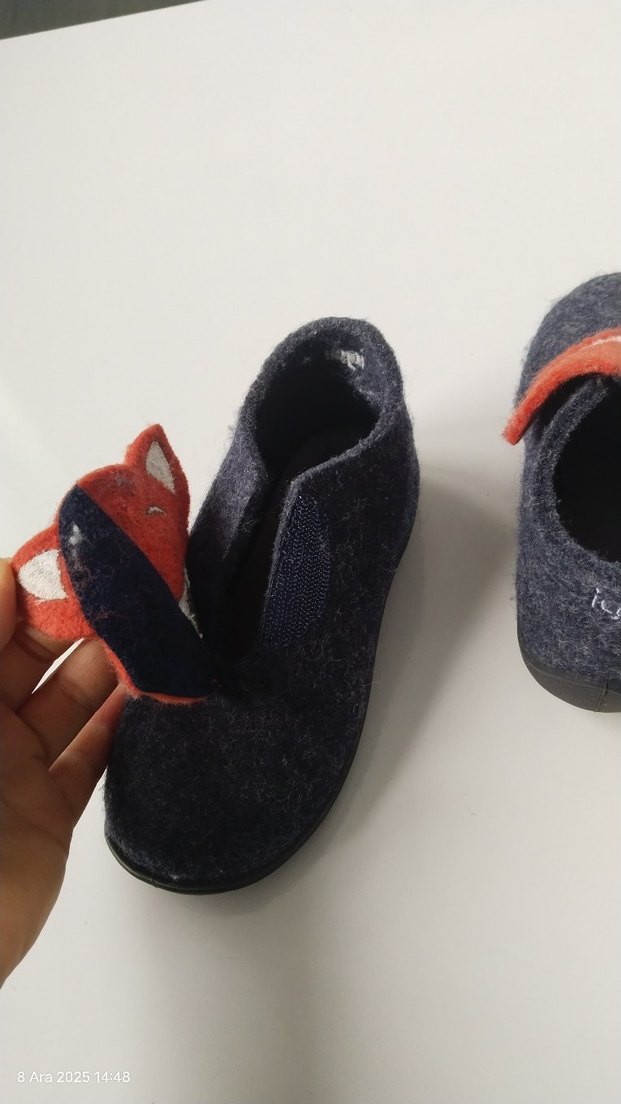 igor Gri Çocuk Kürklü Yün Ev Terliği - Görsel 4