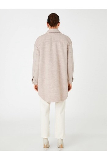 Gri Kısa Düğmeli Yün Kadın Kaban - Görsel 5