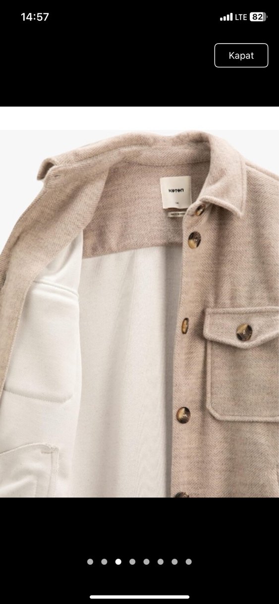 Gri Kısa Düğmeli Yün Kadın Kaban - Görsel 3