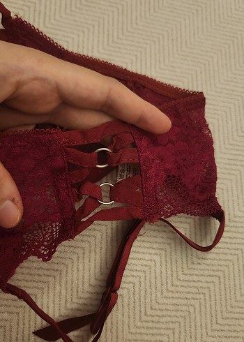 Bordo Yanları Çapraz Jartiyer - Görsel 4