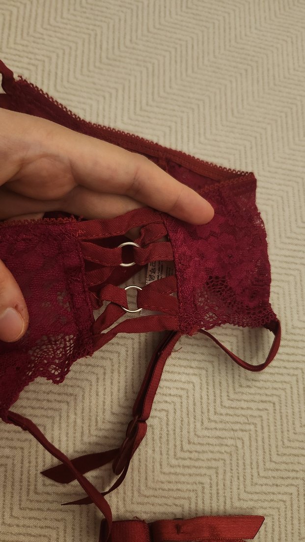 Bordo Yanları Çapraz Jartiyer - Görsel 4