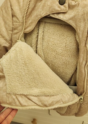 Kahverengi Kapüşonlu Peluş Mont - Görsel 2