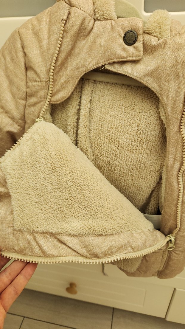 Kahverengi Kapüşonlu Peluş Mont - Görsel 2