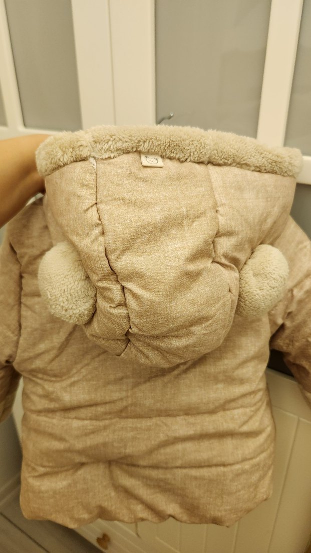 Kahverengi Kapüşonlu Peluş Mont - Görsel 4