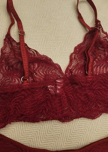 Bordo Dantel Bralet ve Külot Takımı - Görsel 2