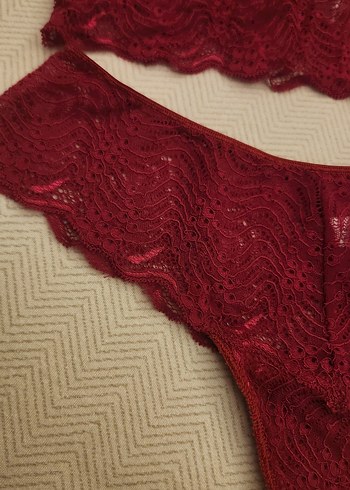 Bordo Dantel Bralet ve Külot Takımı - Görsel 5