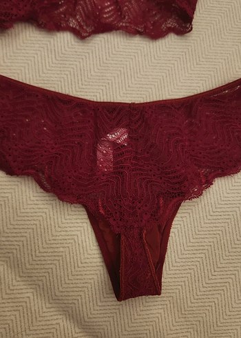 Bordo Dantel Bralet ve Külot Takımı - Görsel 4