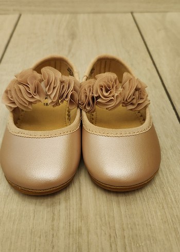 Kız Çocuk Bej Metalik Pudra Babet - Görsel 2