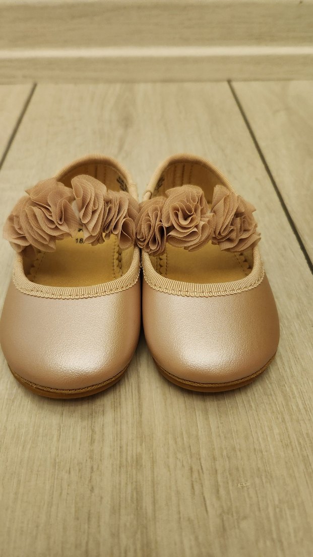 Kız Çocuk Bej Metalik Pudra Babet - Görsel 2