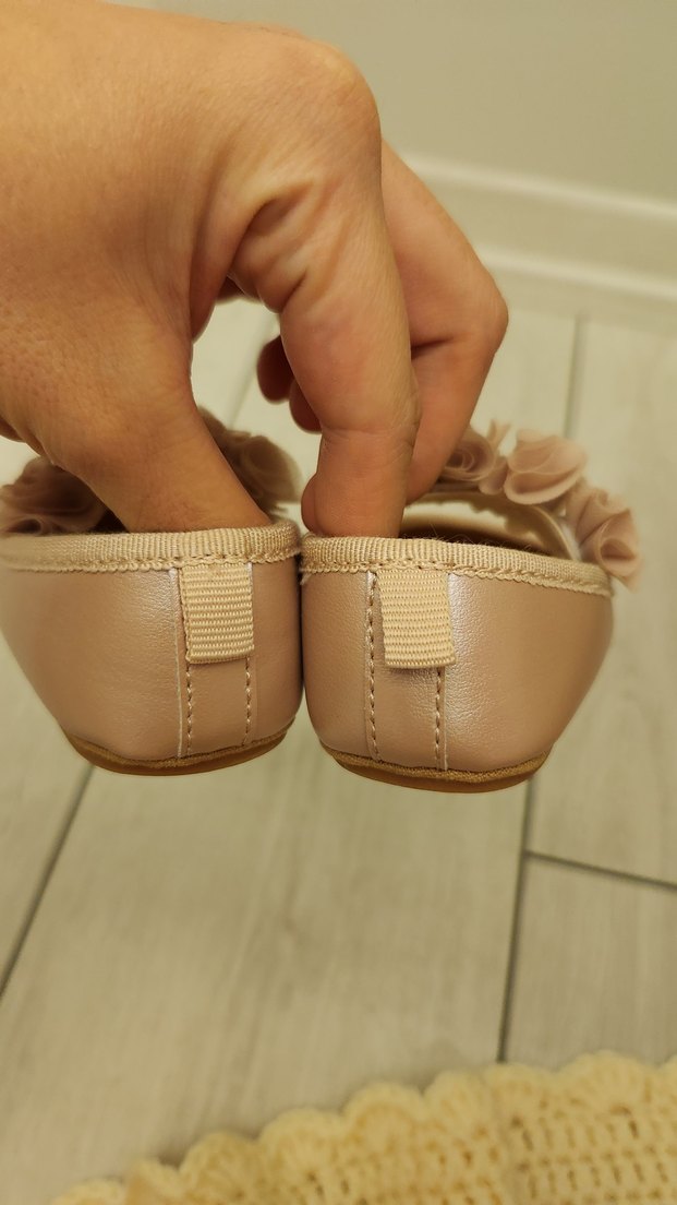 Kız Çocuk Bej Metalik Pudra Babet - Görsel 4