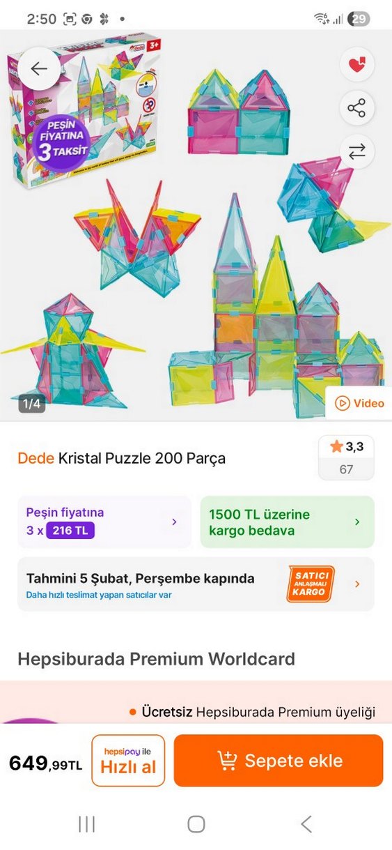 Dede 200 Parça Kristal Puzzle - Görsel 3