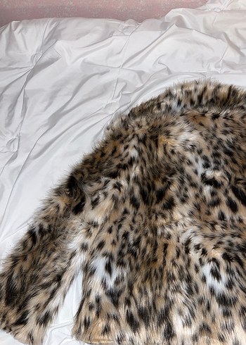 Leopar Desenli Kadın Suni Kürk Ceket - Görsel 4