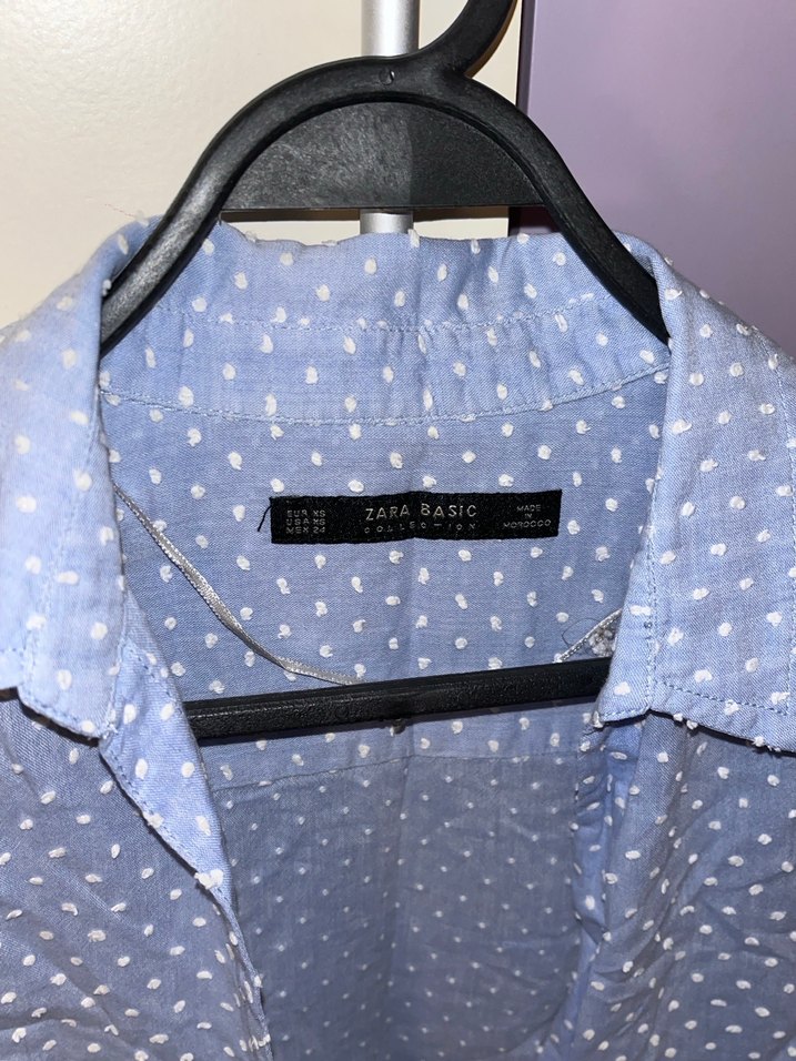 Zara Uzun Kollu Mavi Kadın Gömlek - Görsel 3