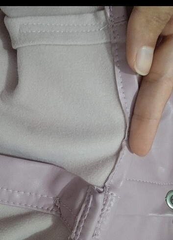 s Beden pembe Renk Crop deri ceket