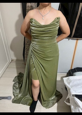 STRAPLEZ HAKİ ABİYE MEZUNİYET SÖZ NİŞAN - Görsel 2